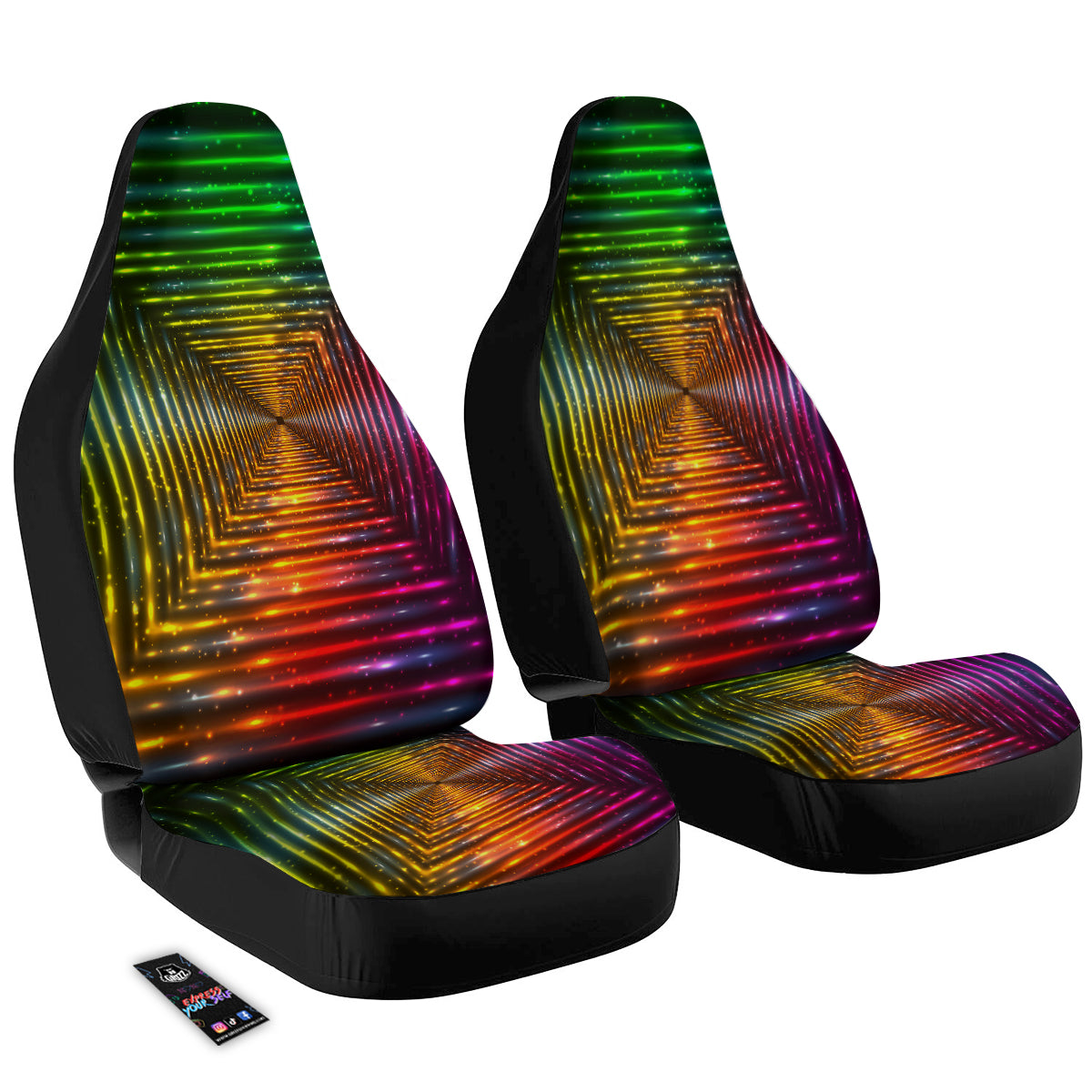 Shining Lights Rainbow Colors Neon Print Car Seat Covers-grizzshop