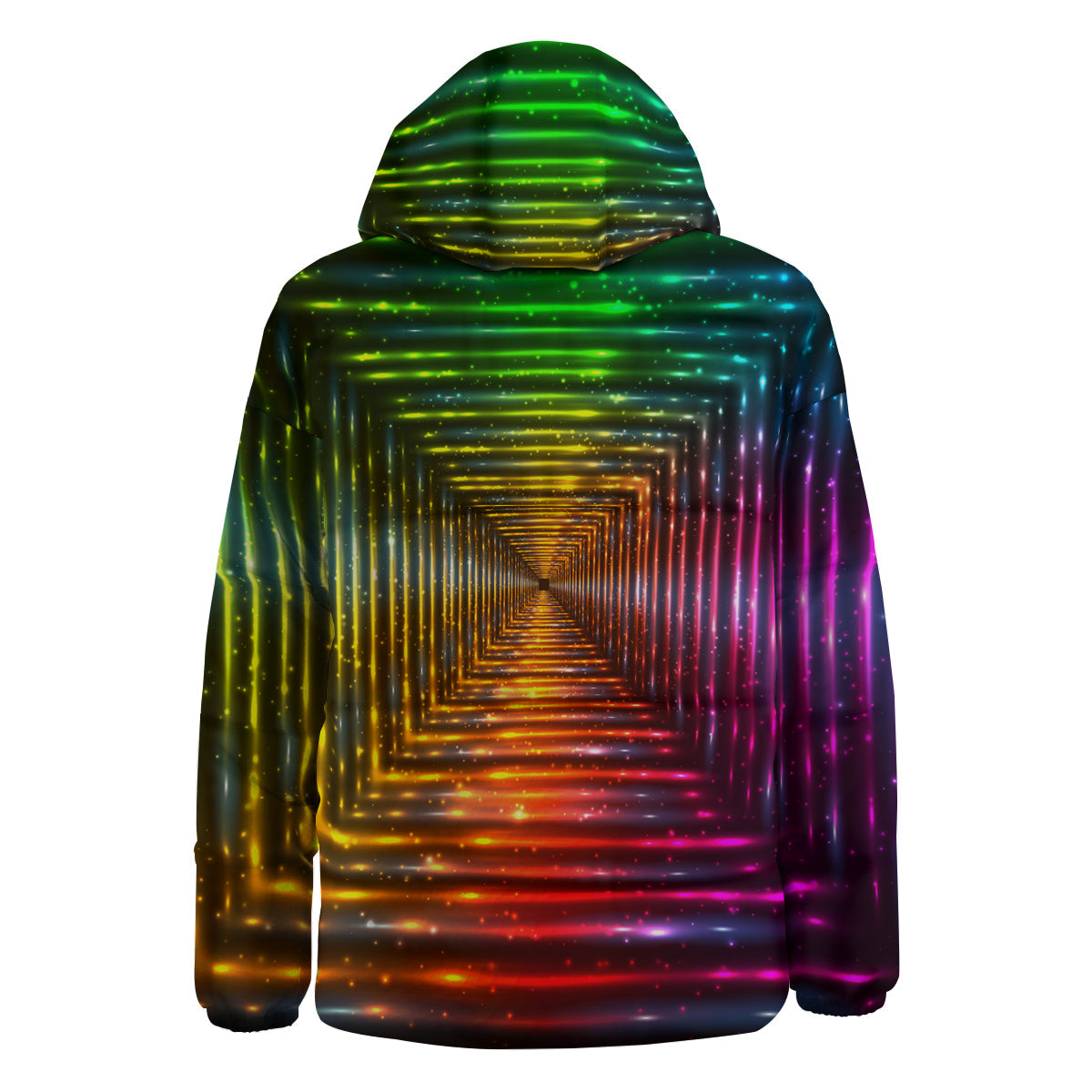 Shining Lights Rainbow Colors Neon Print Down Jacket-grizzshop