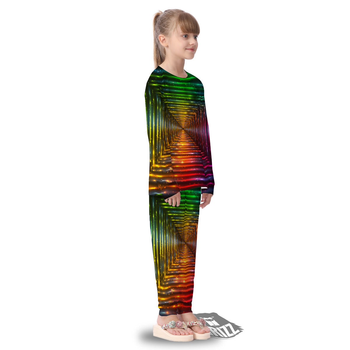 Shining Lights Rainbow Colors Neon Print Kid's Pajamas-grizzshop