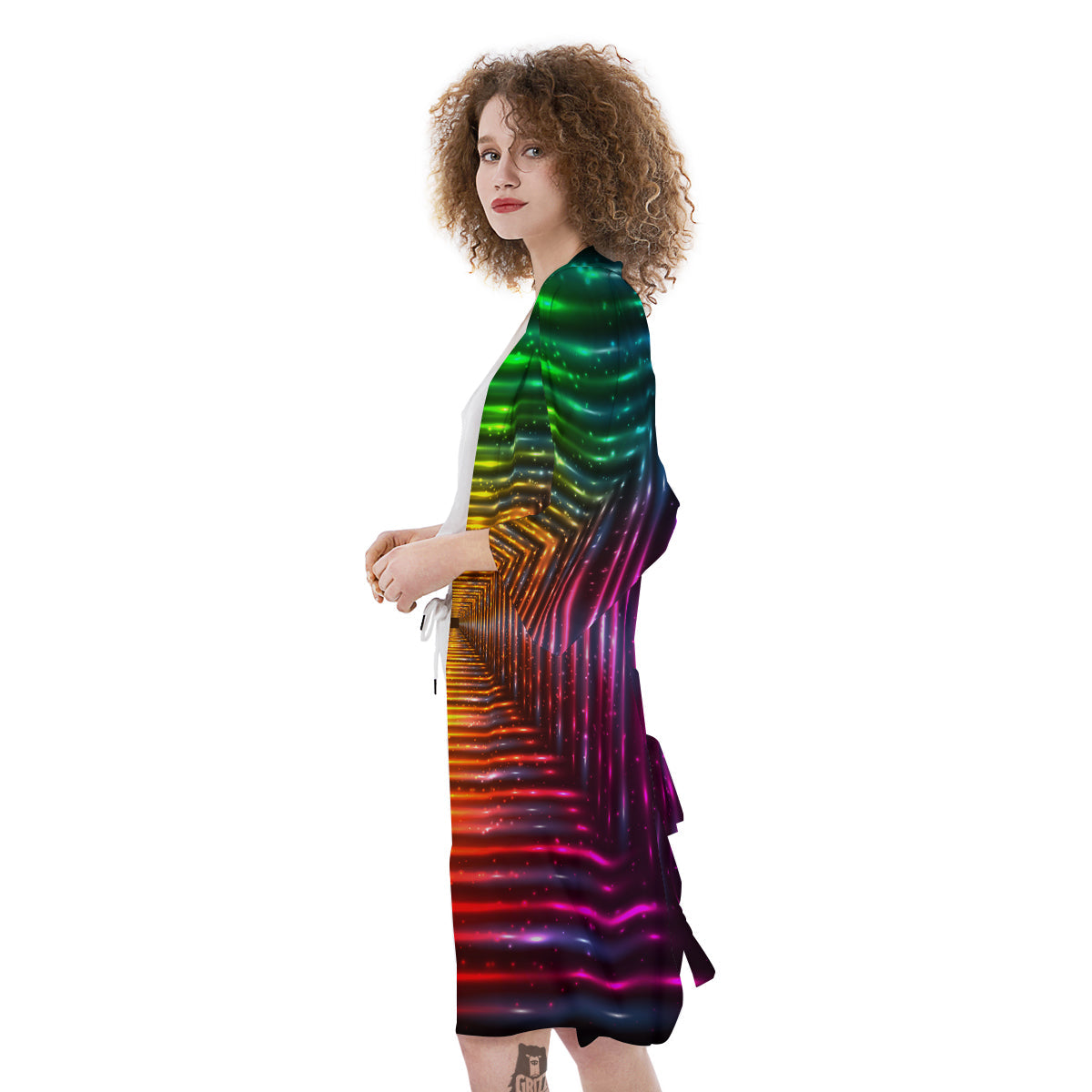 Shining Lights Rainbow Colors Neon Print Kimono-grizzshop