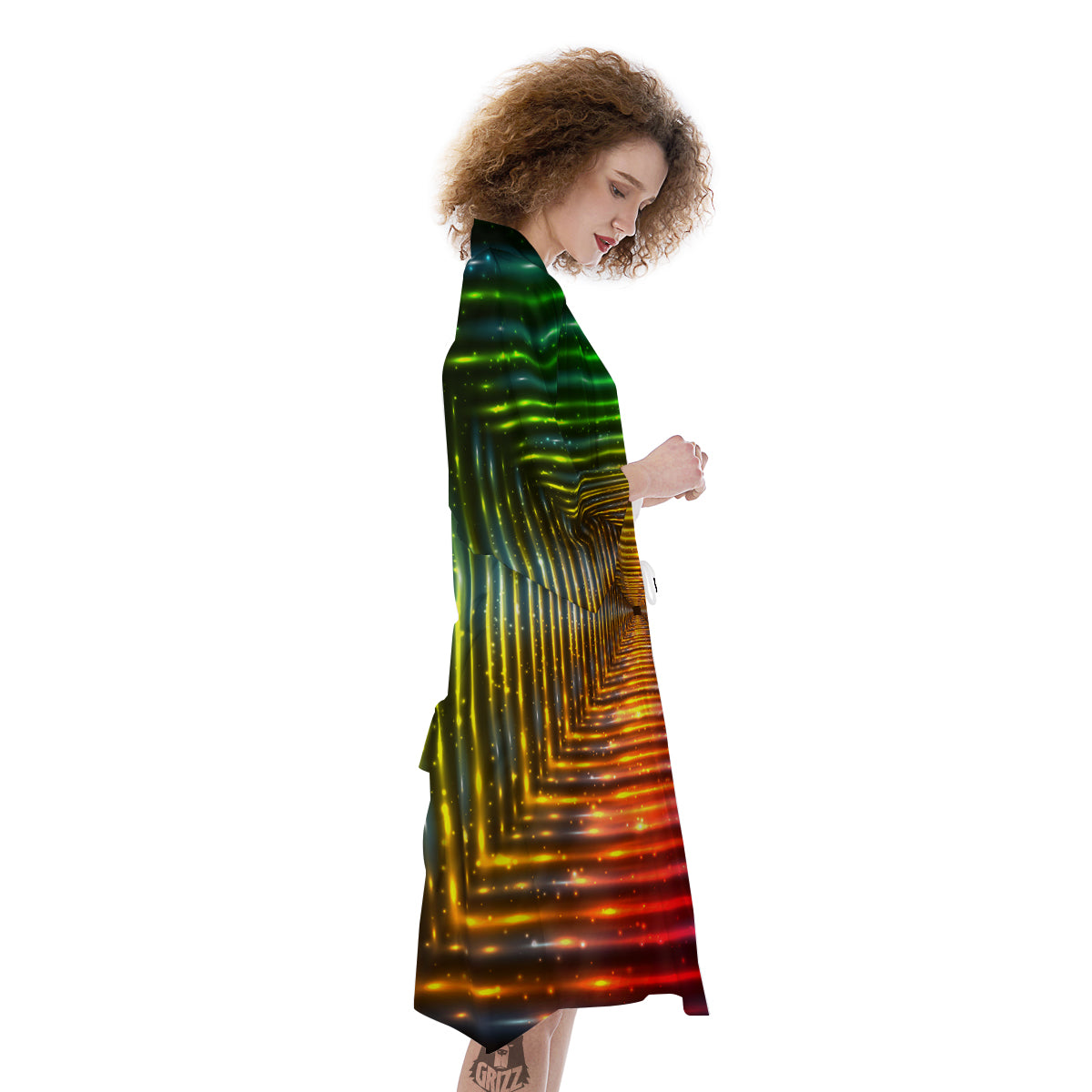 Shining Lights Rainbow Colors Neon Print Kimono-grizzshop