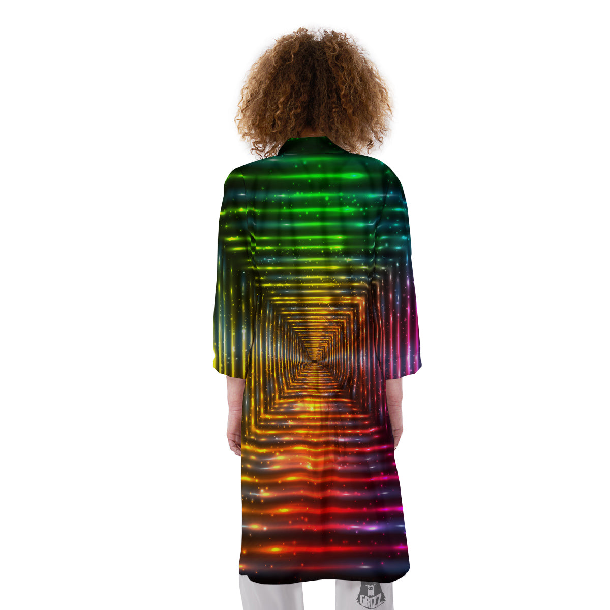 Shining Lights Rainbow Colors Neon Print Kimono-grizzshop