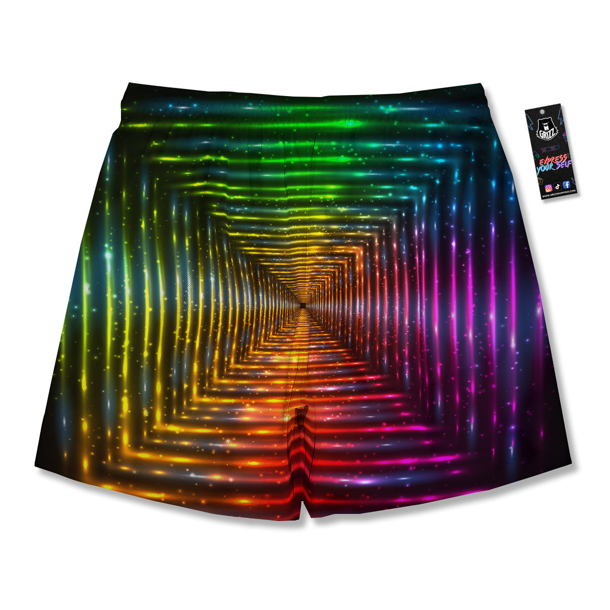 Shining Lights Rainbow Colors Neon Print Men's Running Shorts-grizzshop