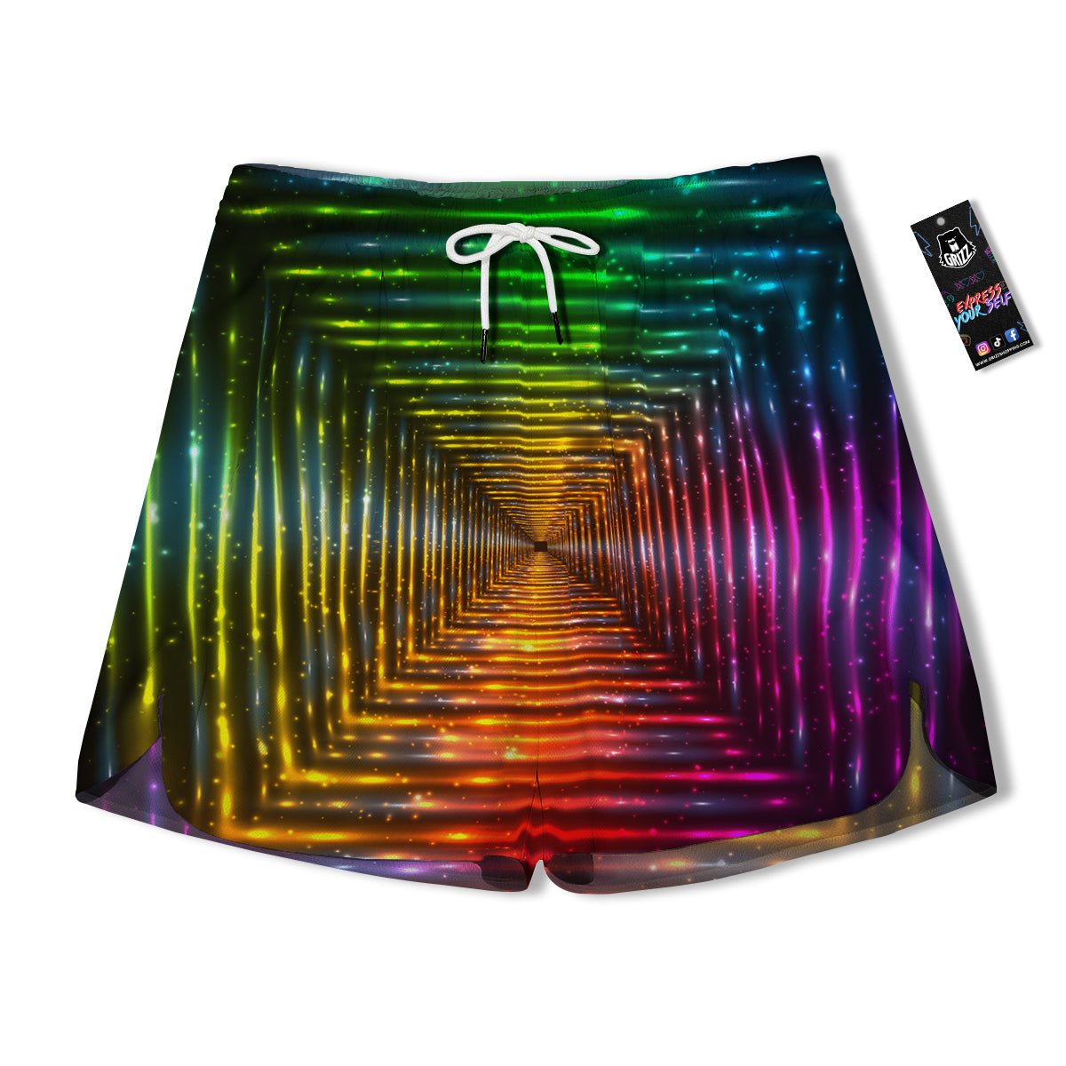 Shining Lights Rainbow Colors Neon Print Men's Running Shorts-grizzshop