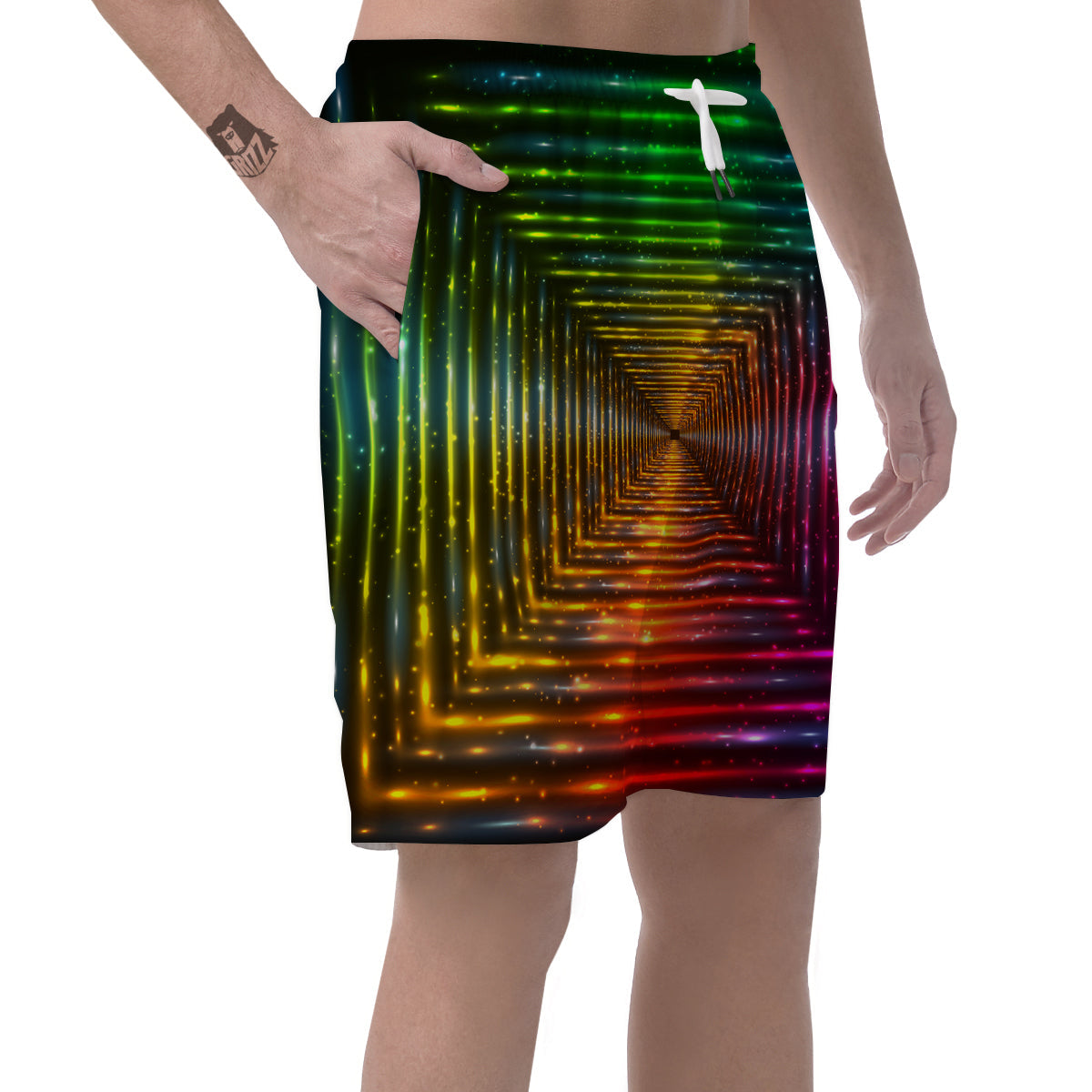 Shining Lights Rainbow Colors Neon Print Men's Shorts-grizzshop