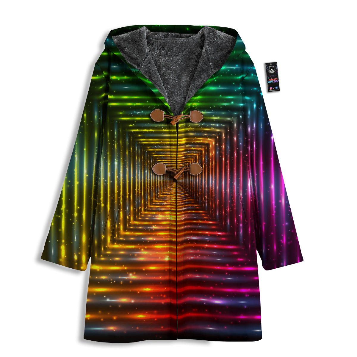 Shining Lights Rainbow Colors Neon Print Men's Windbreaker Jacket-grizzshop