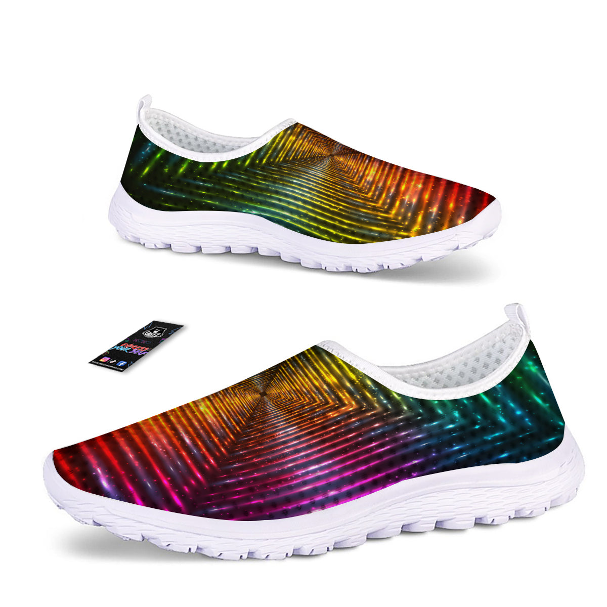 Shining Lights Rainbow Colors Neon Print Nurse Shoes-grizzshop