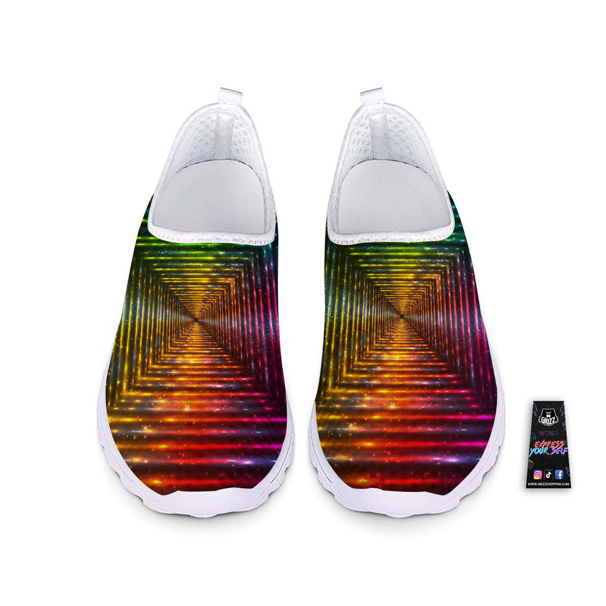 Shining Lights Rainbow Colors Neon Print Nurse Shoes-grizzshop