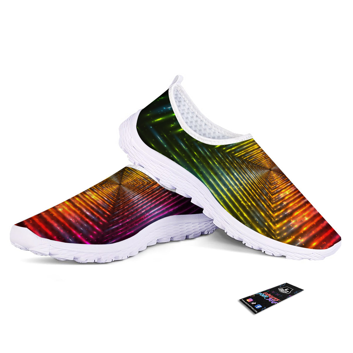 Shining Lights Rainbow Colors Neon Print Nurse Shoes-grizzshop