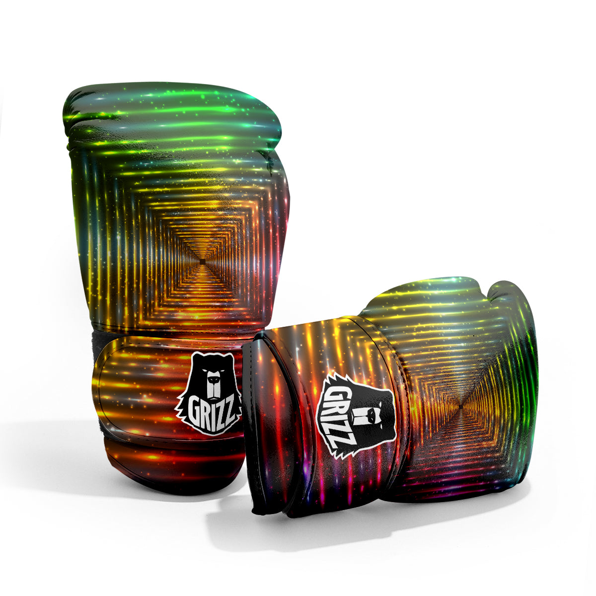 Shining Lights Rainbow Colors Neon Print Pro Boxing Glove