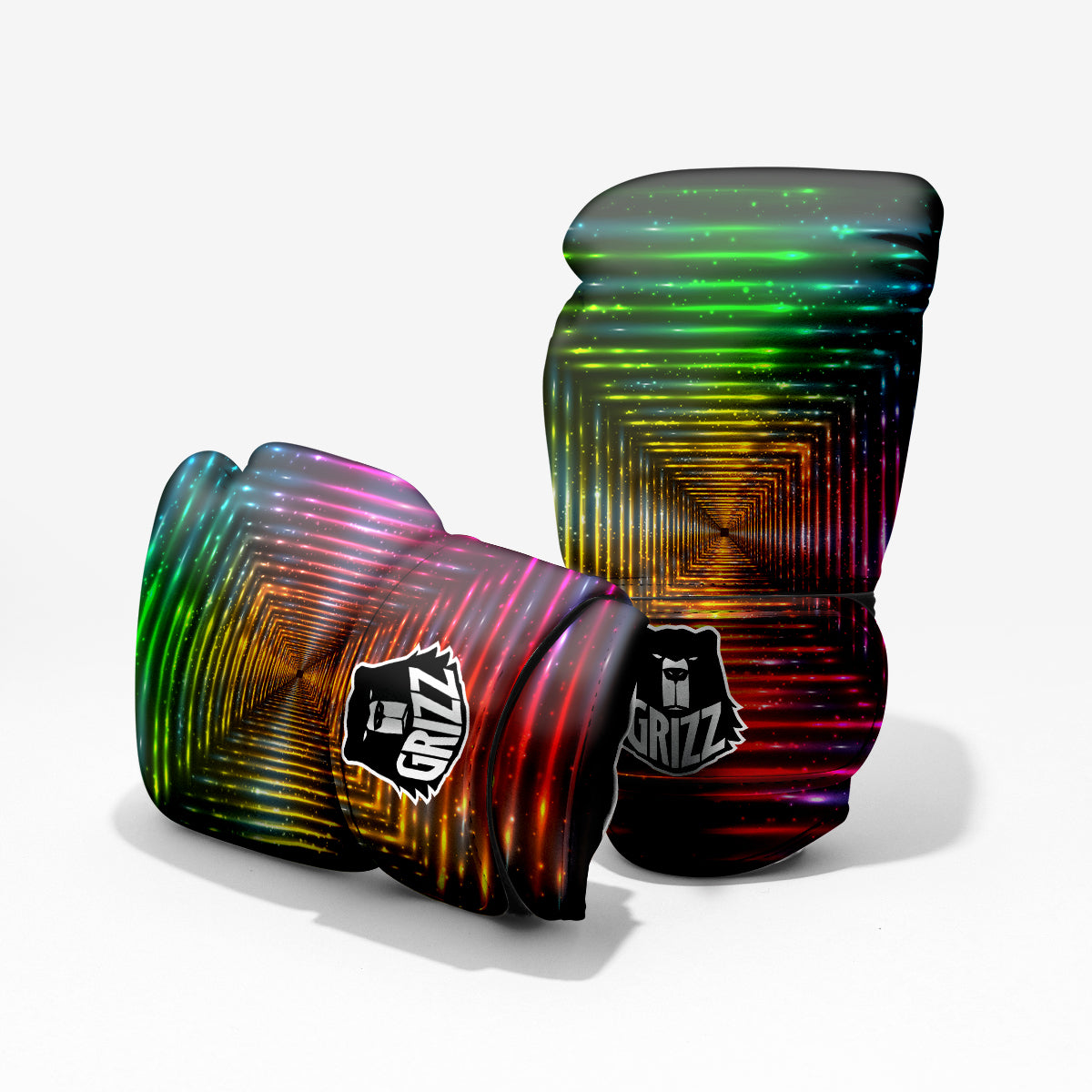 Shining Lights Rainbow Colors Neon Print Pro Boxing Glove