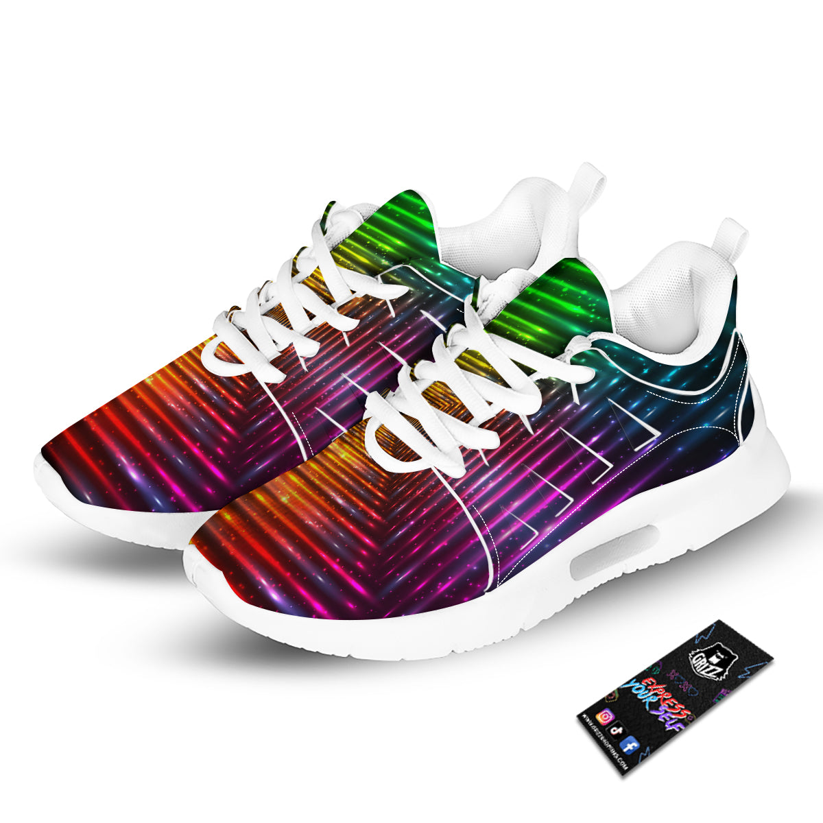 Shining Lights Rainbow Colors Neon Print Tennis Shoes-grizzshop