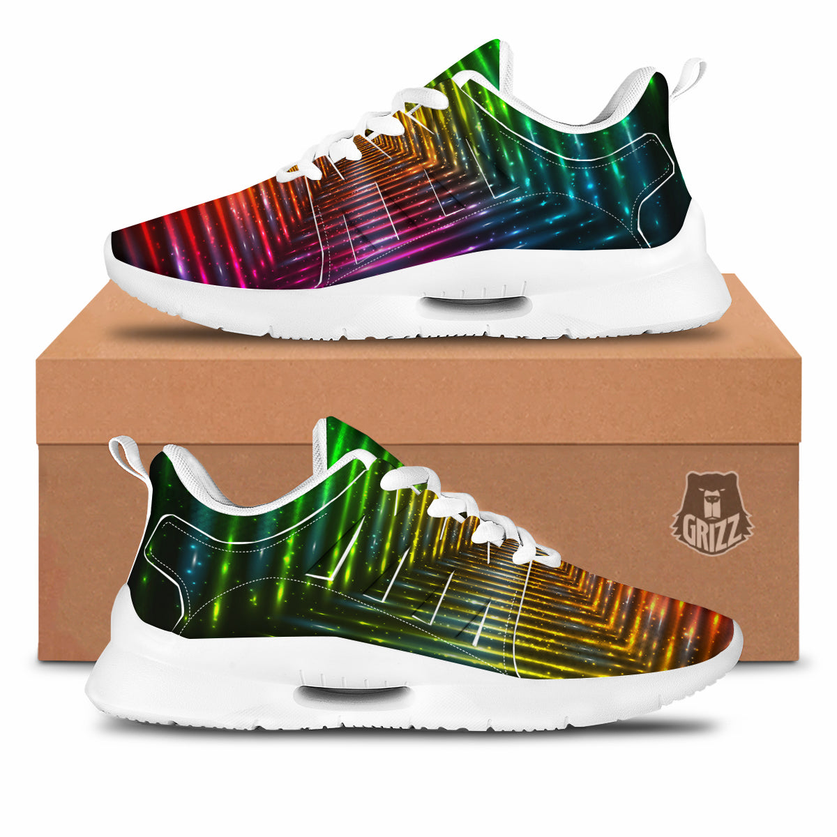 Shining Lights Rainbow Colors Neon Print Tennis Shoes-grizzshop