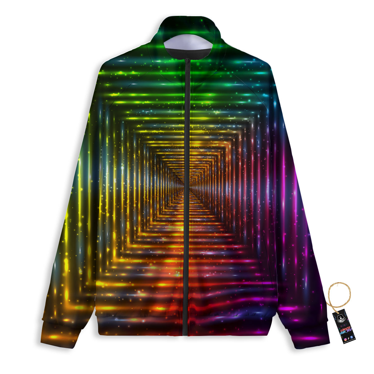 Shining Lights Rainbow Colors Neon Print Track Jacket-grizzshop