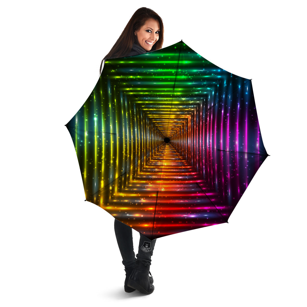 Shining Lights Rainbow Colors Neon Print Umbrella-grizzshop