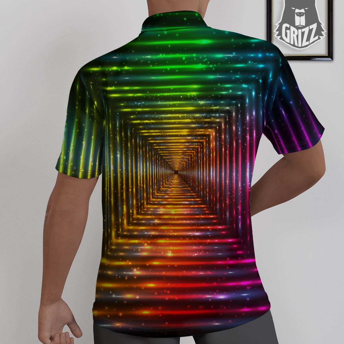 Shining Lights Rainbow Colors Neon Print Untucked Shirts-grizzshop