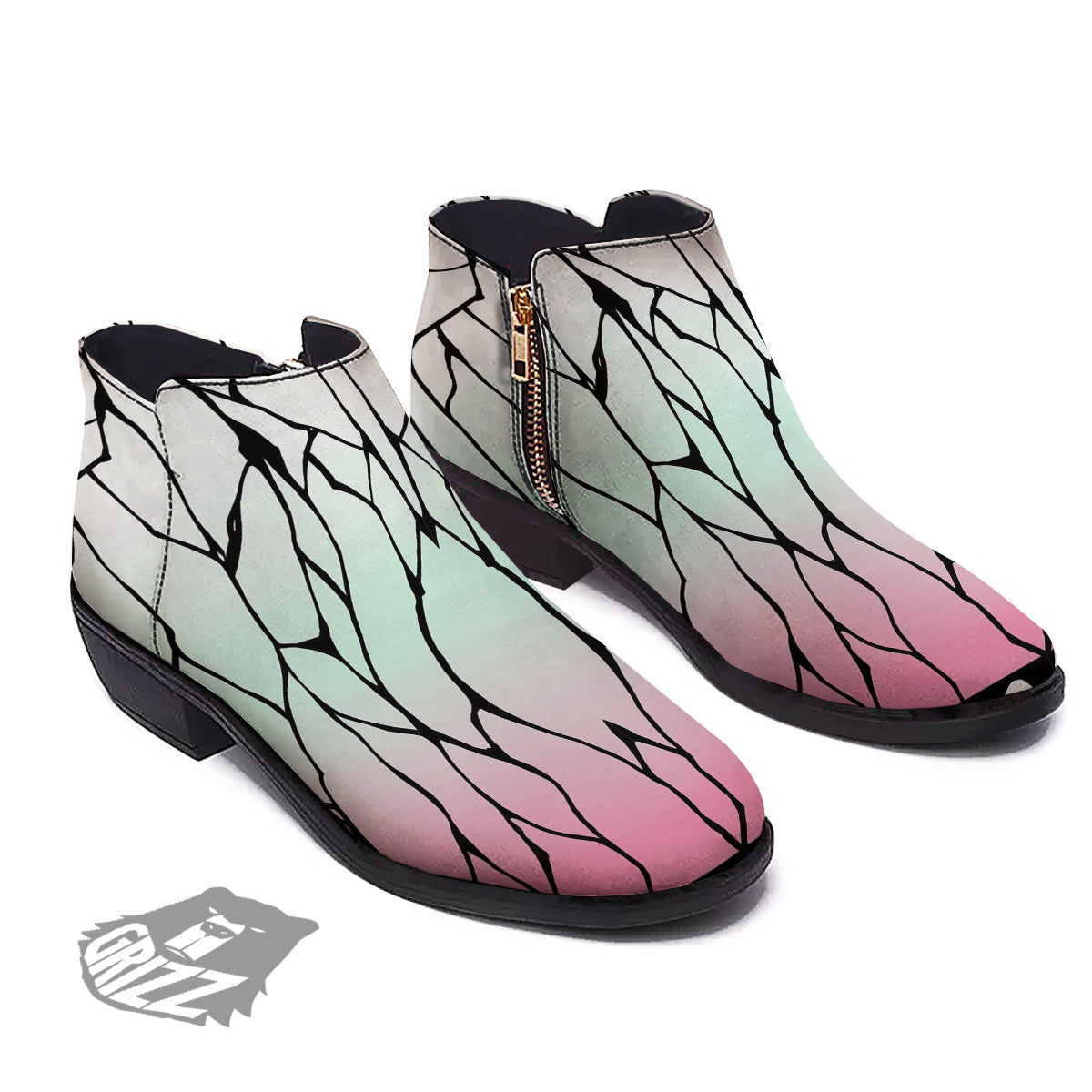 Shinobu Print Pattern Ankle Boots-grizzshop