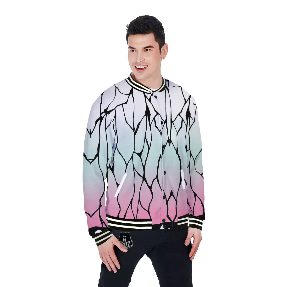 Shinobu Print Pattern Baseball Jacket-grizzshop
