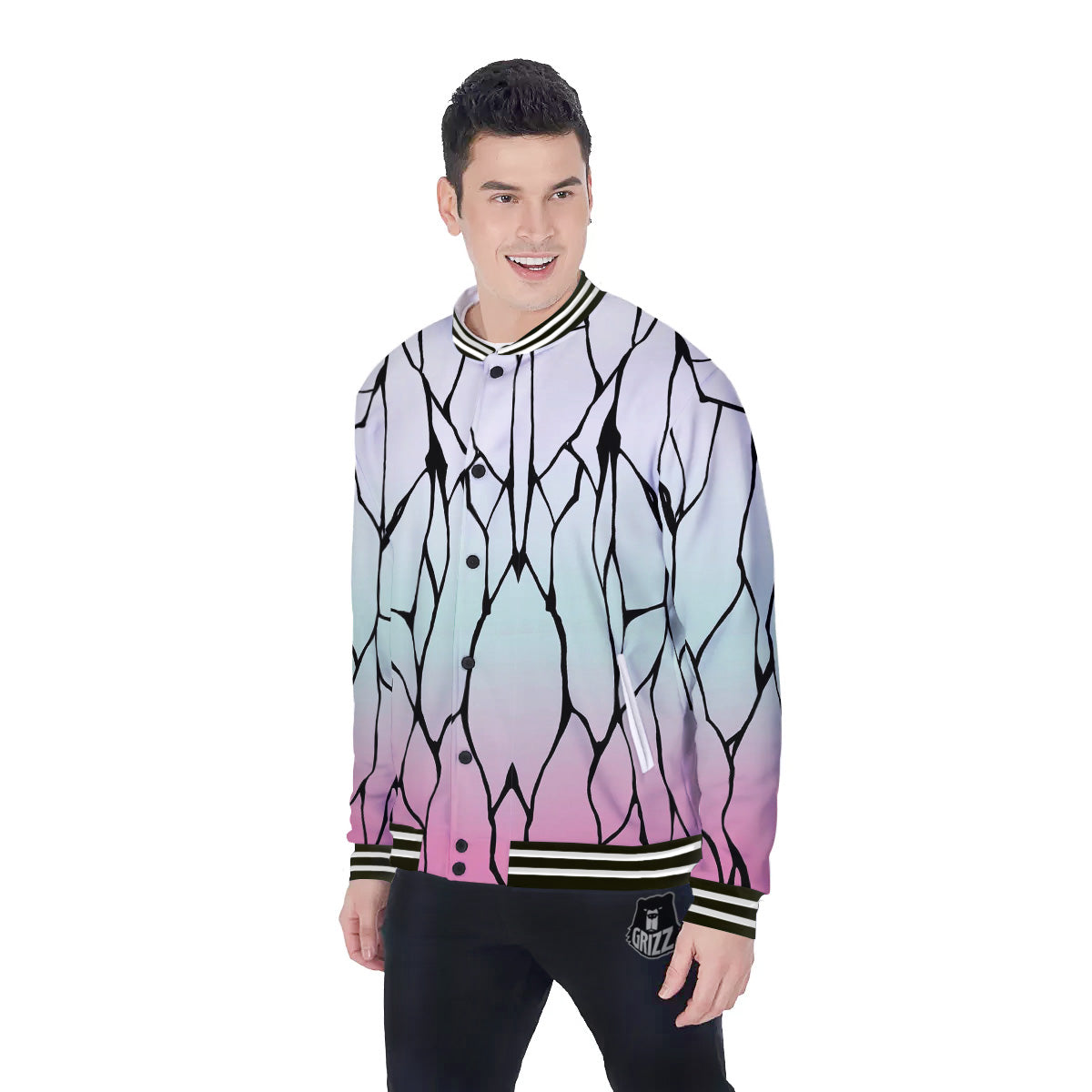 Shinobu Print Pattern Baseball Jacket-grizzshop