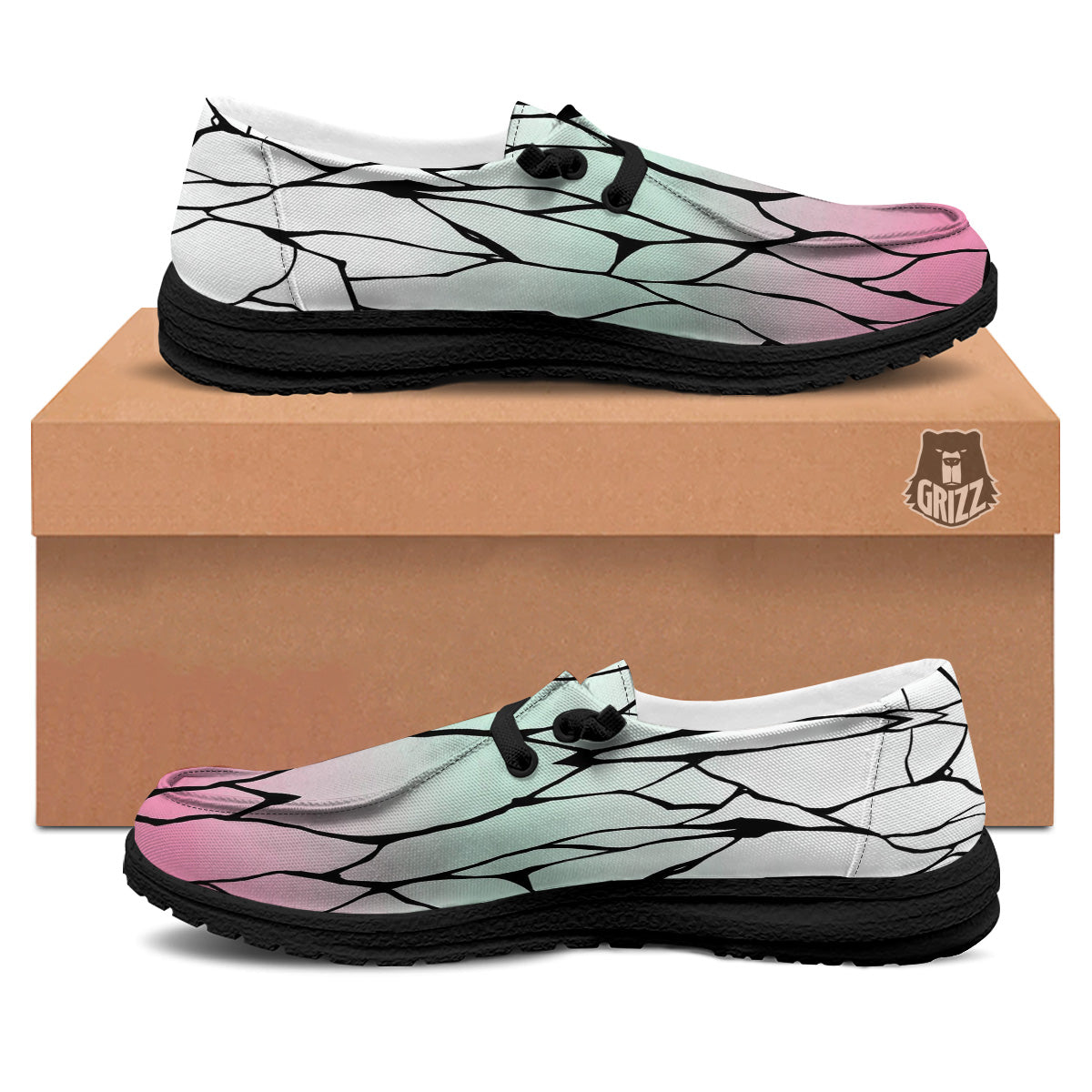 Shinobu Print Pattern Black Loafers-grizzshop