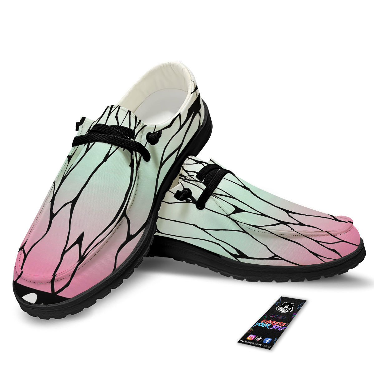 Shinobu Print Pattern Black Loafers-grizzshop