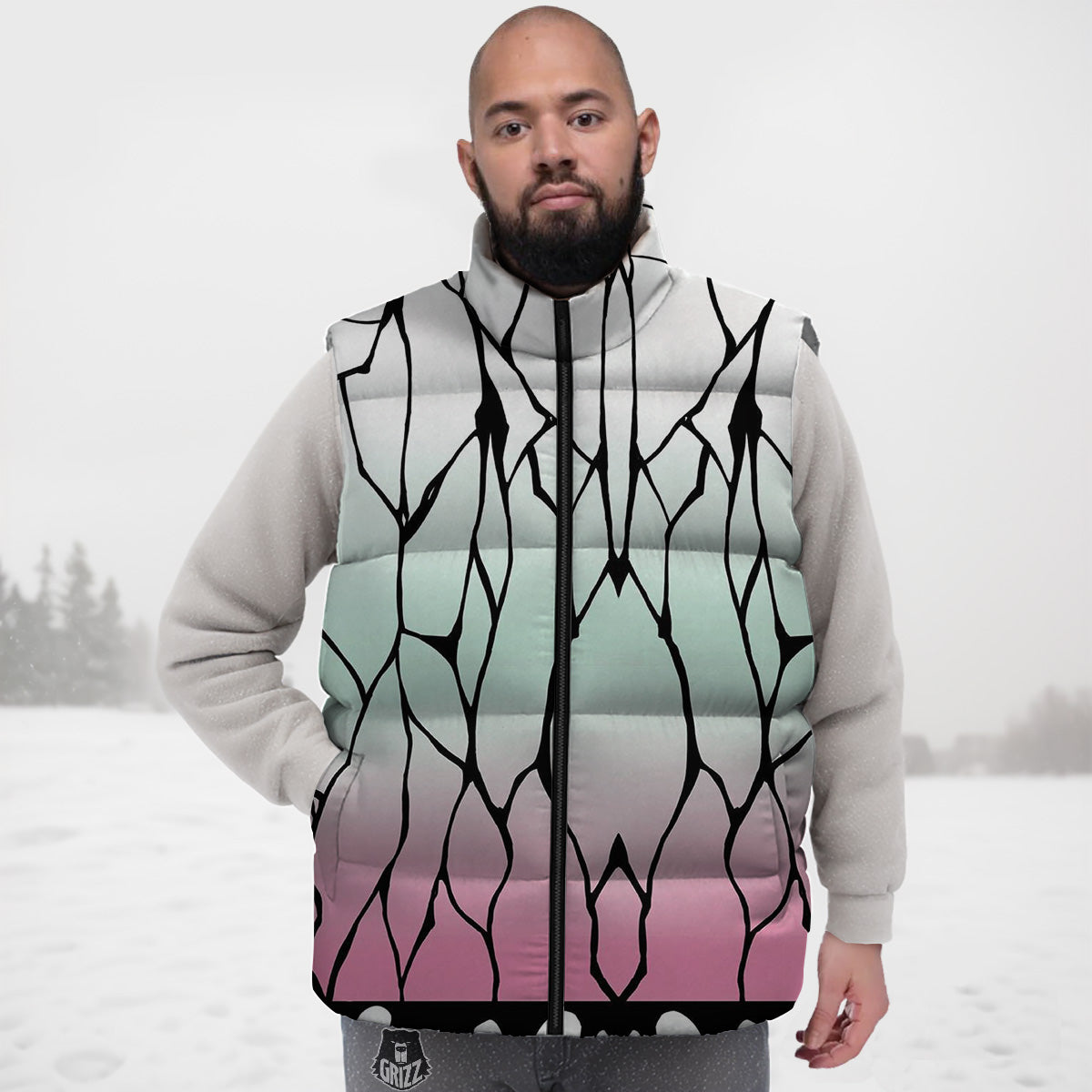 Shinobu Print Pattern Down Vest-grizzshop