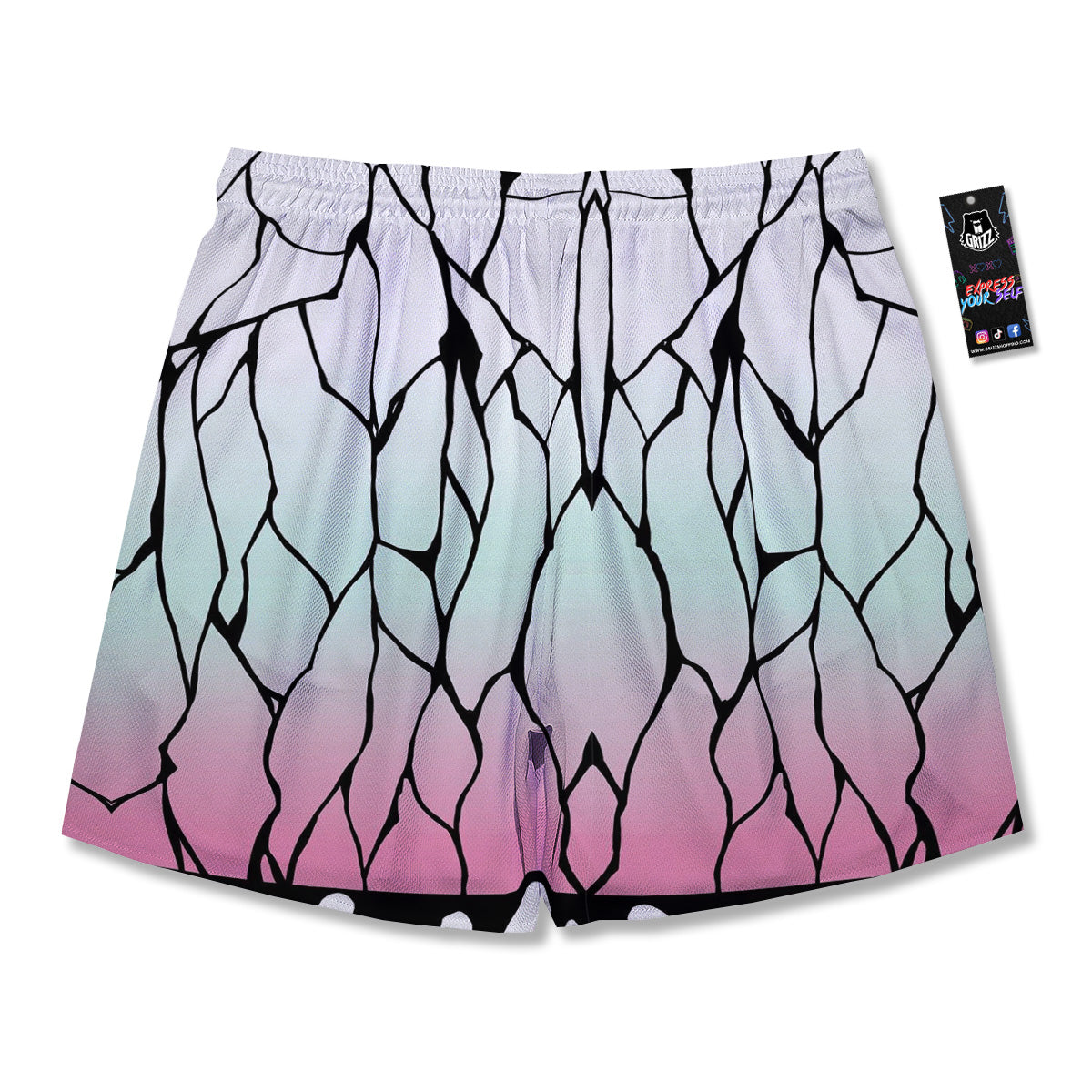 Shinobu Print Pattern Men's Running Shorts-grizzshop