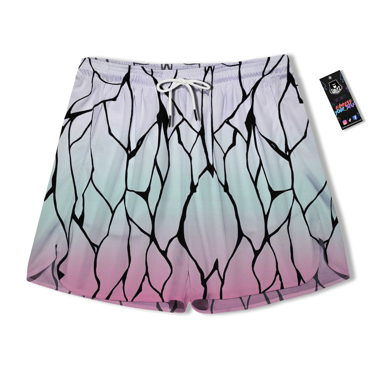 Shinobu Print Pattern Men's Running Shorts-grizzshop