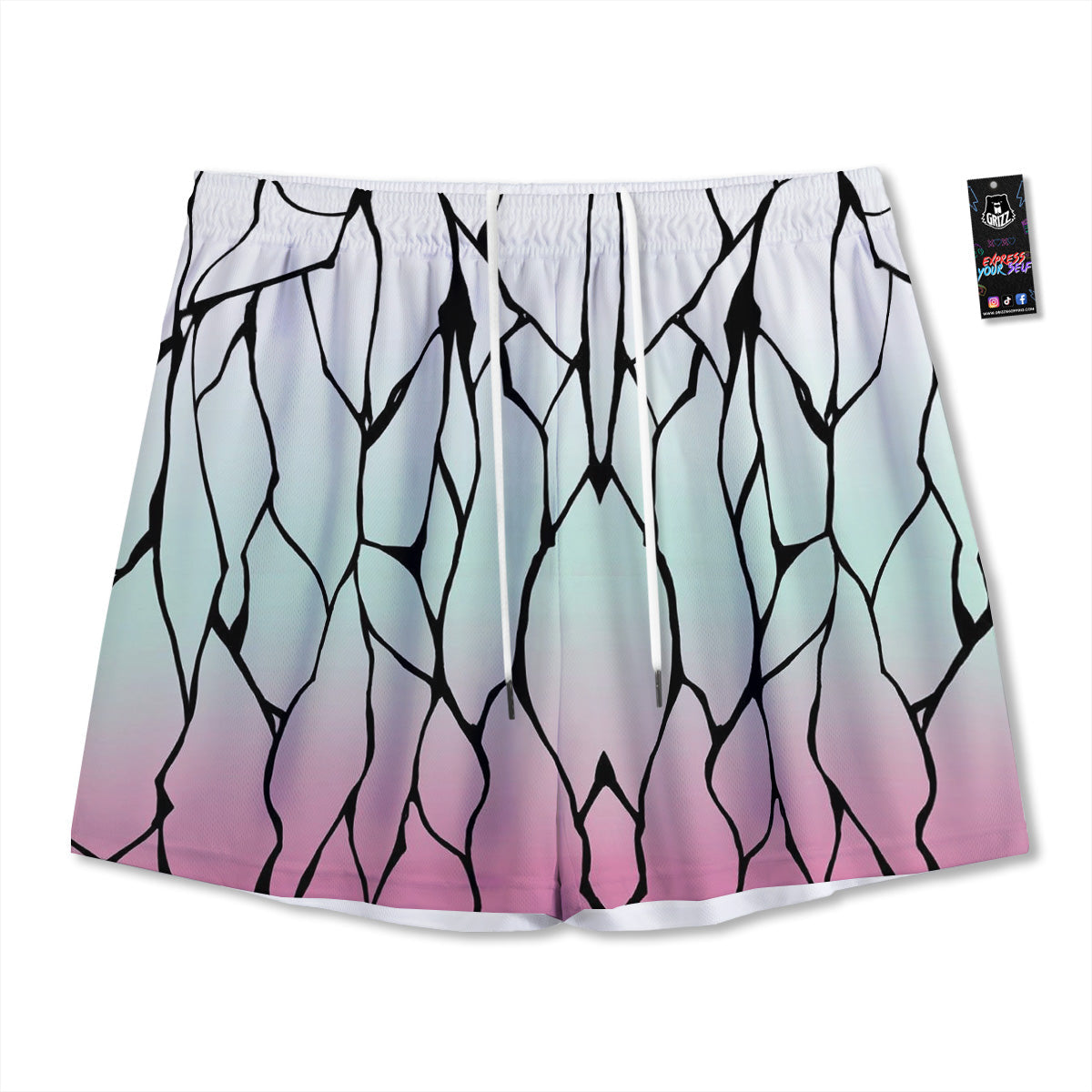 Shinobu Print Pattern Mesh Shorts-grizzshop