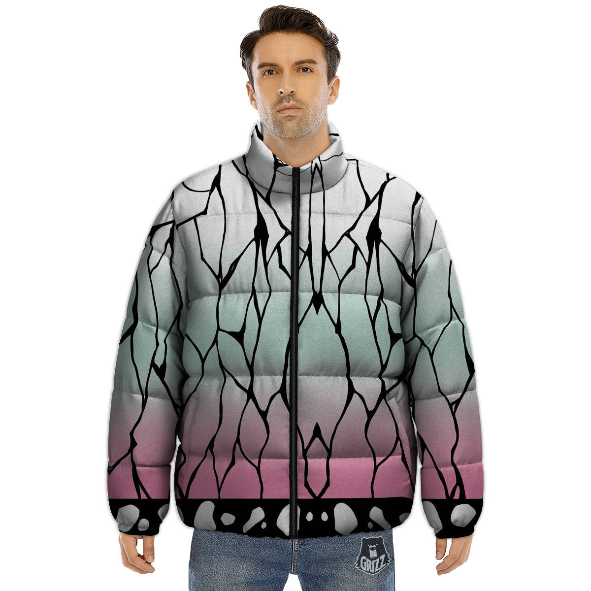 Shinobu Print Pattern Puffer Jacket-grizzshop