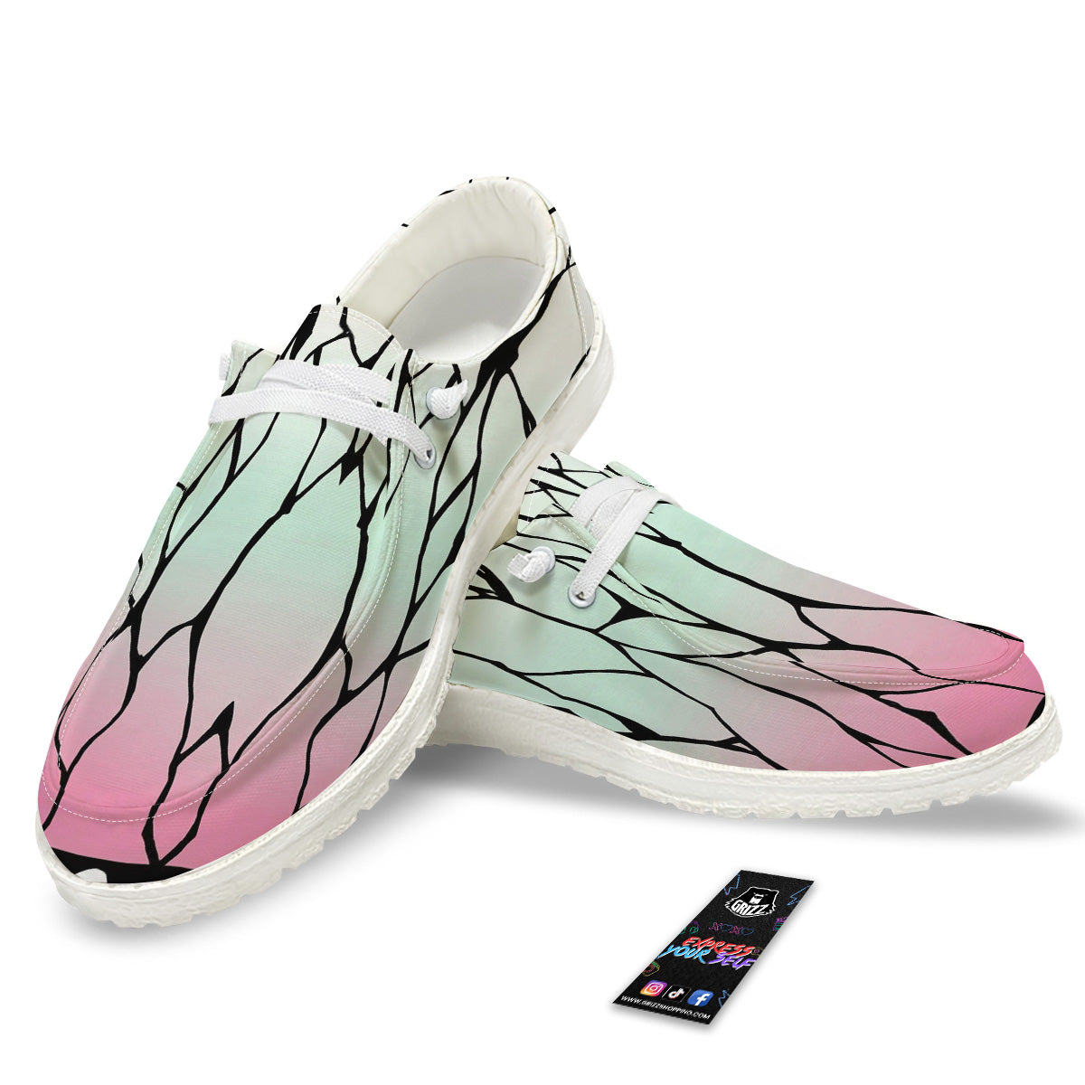 Shinobu Print Pattern White Loafers-grizzshop