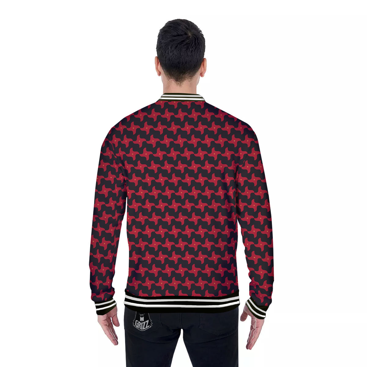 Shuriken Ninja Print Pattern Baseball Jacket-grizzshop