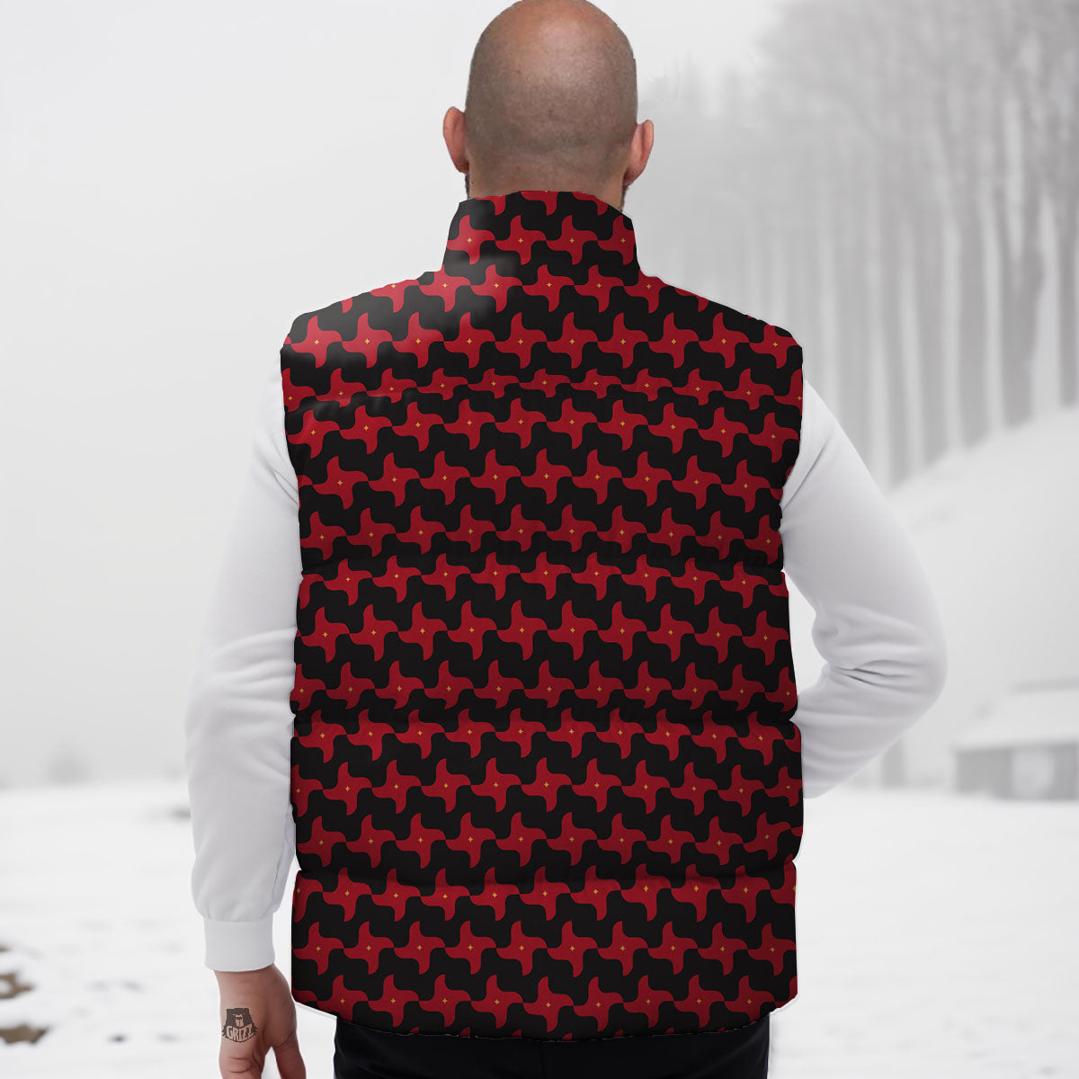 Shuriken Ninja Print Pattern Down Vest-grizzshop