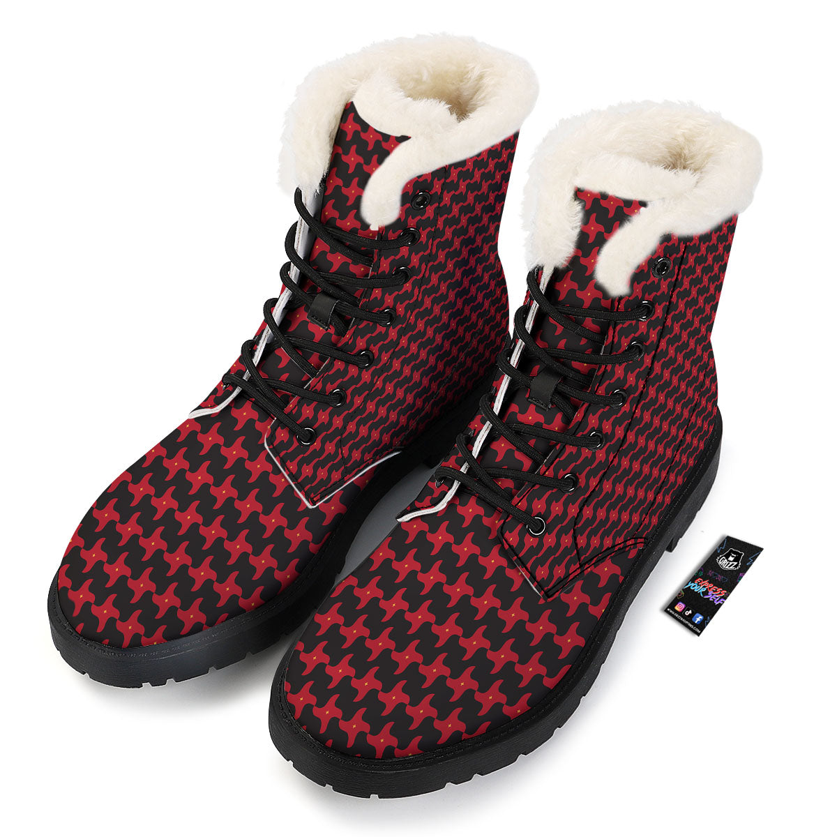 Shuriken Ninja Print Pattern Winter Boots-grizzshop