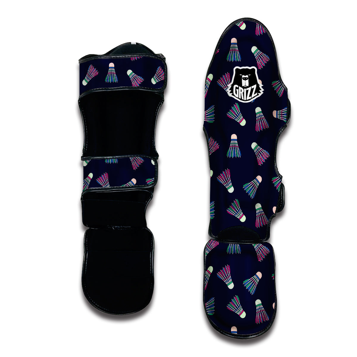 Shuttlecock Badminton Pattern Print Muay Thai Shin Guards-grizzshop