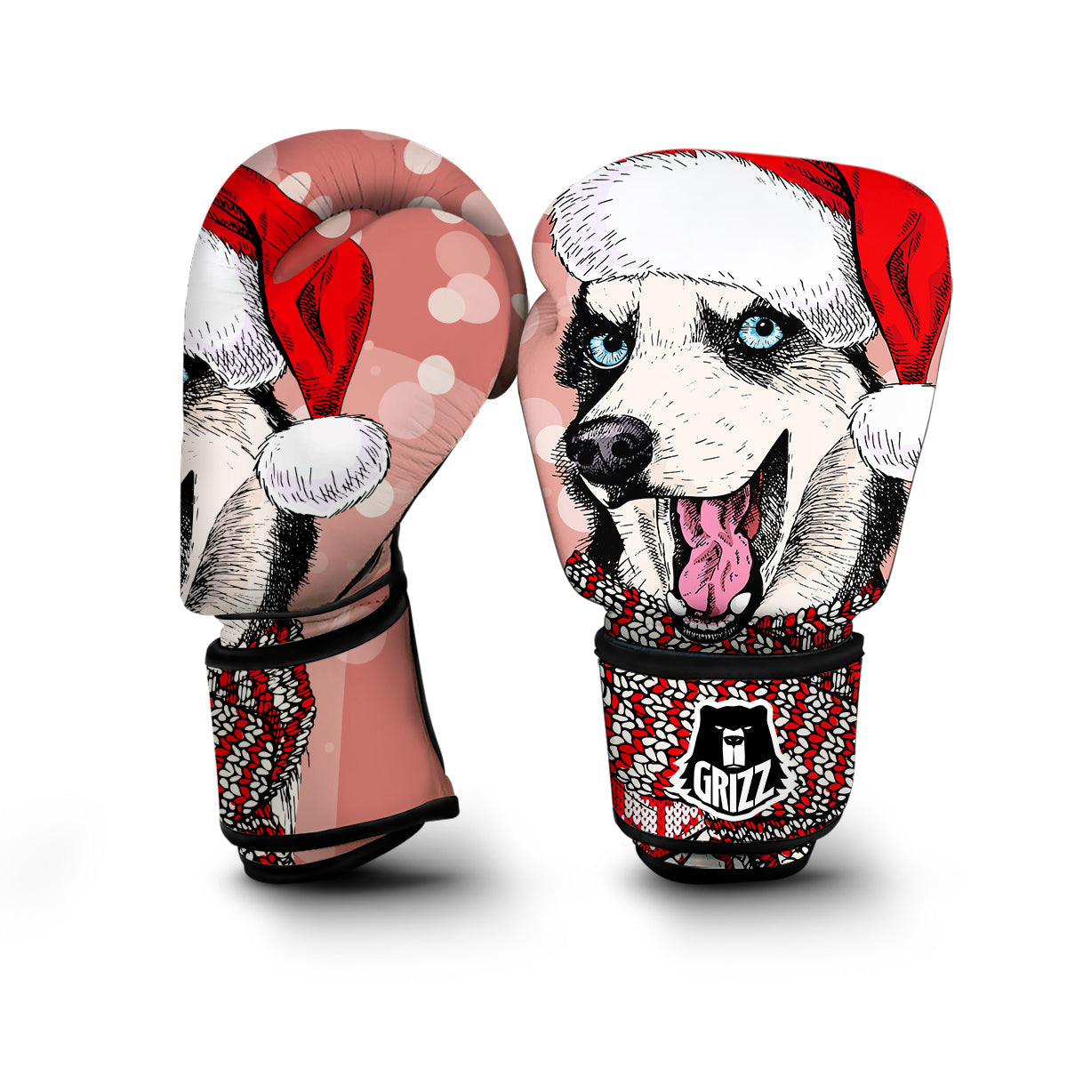 Siberian Husky Christmas Print Boxing Gloves-grizzshop