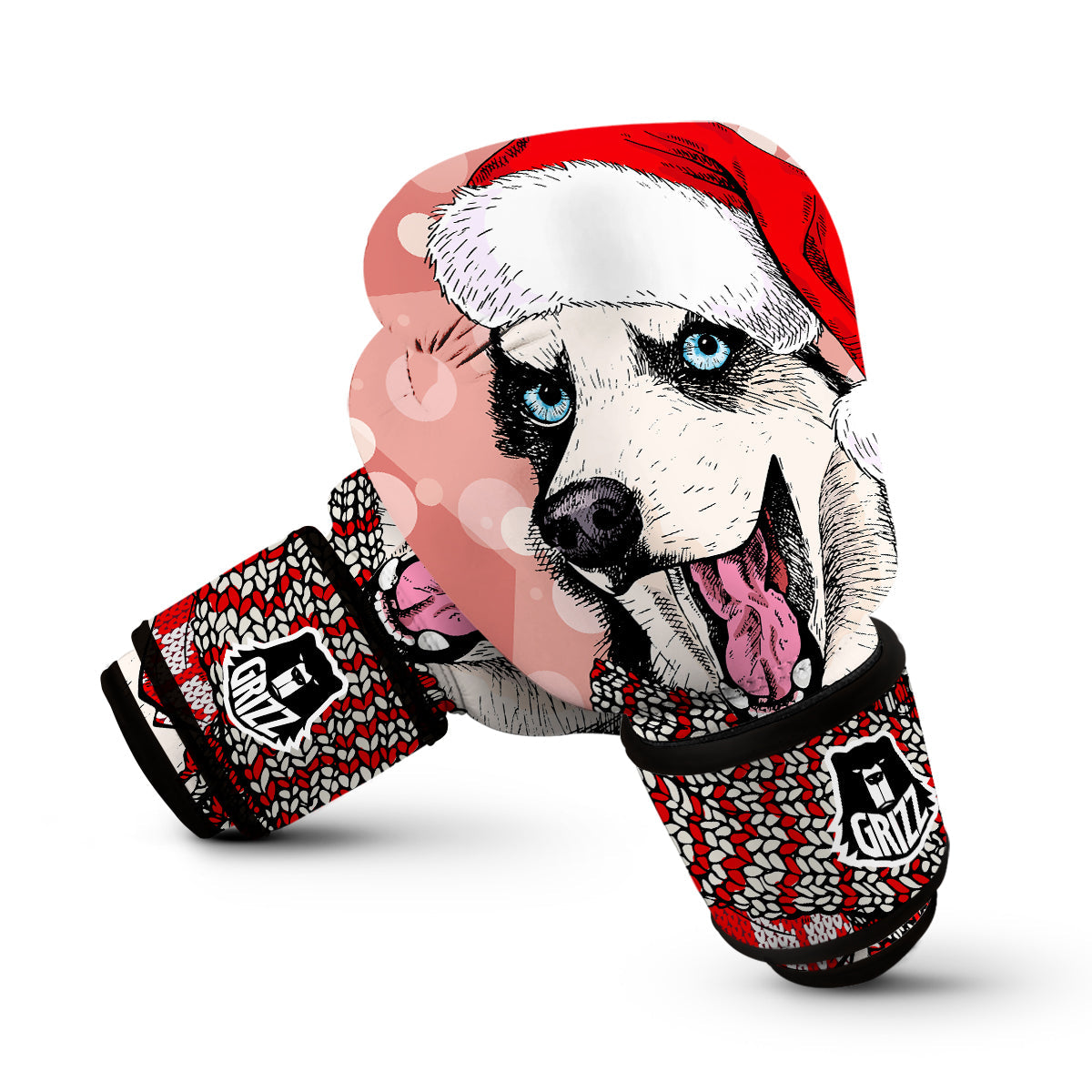 Siberian Husky Christmas Print Boxing Gloves-grizzshop