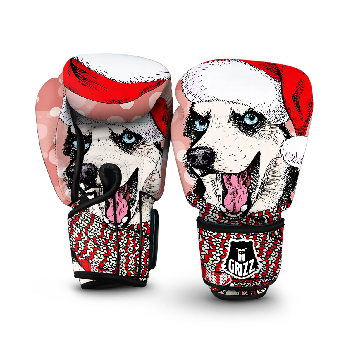 Siberian Husky Christmas Print Boxing Gloves-grizzshop