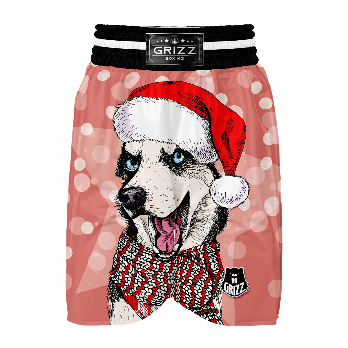 Siberian Husky Christmas Print Boxing Shorts-grizzshop