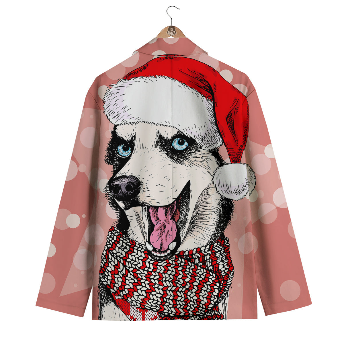 Siberian Husky Christmas Print Men's Blazer-grizzshop