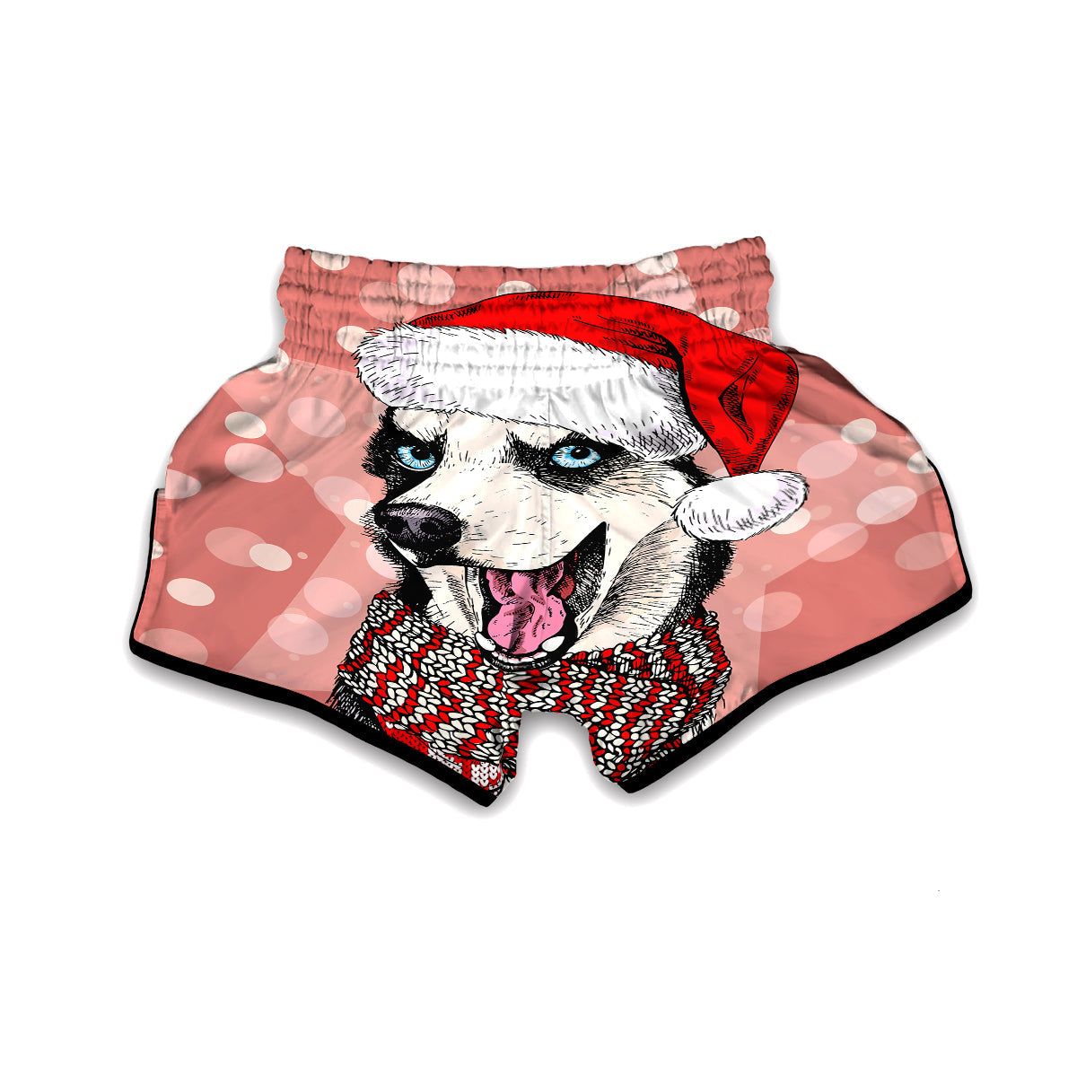 Siberian Husky Christmas Print Muay Thai Boxing Shorts-grizzshop