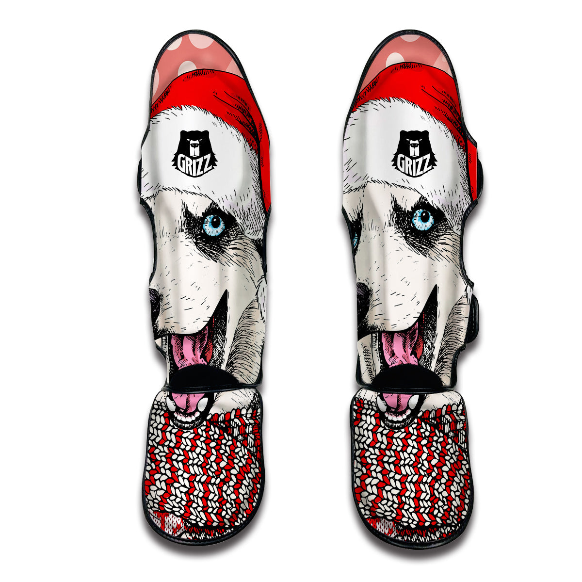 Siberian Husky Christmas Print Muay Thai Shin Guards-grizzshop