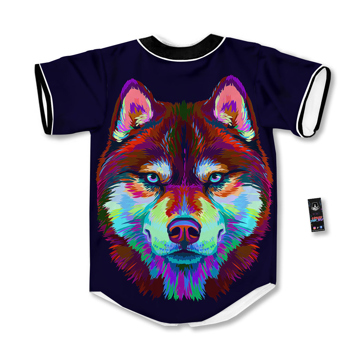 Siberian Husky Colorful Print Baseball Jersey-grizzshop