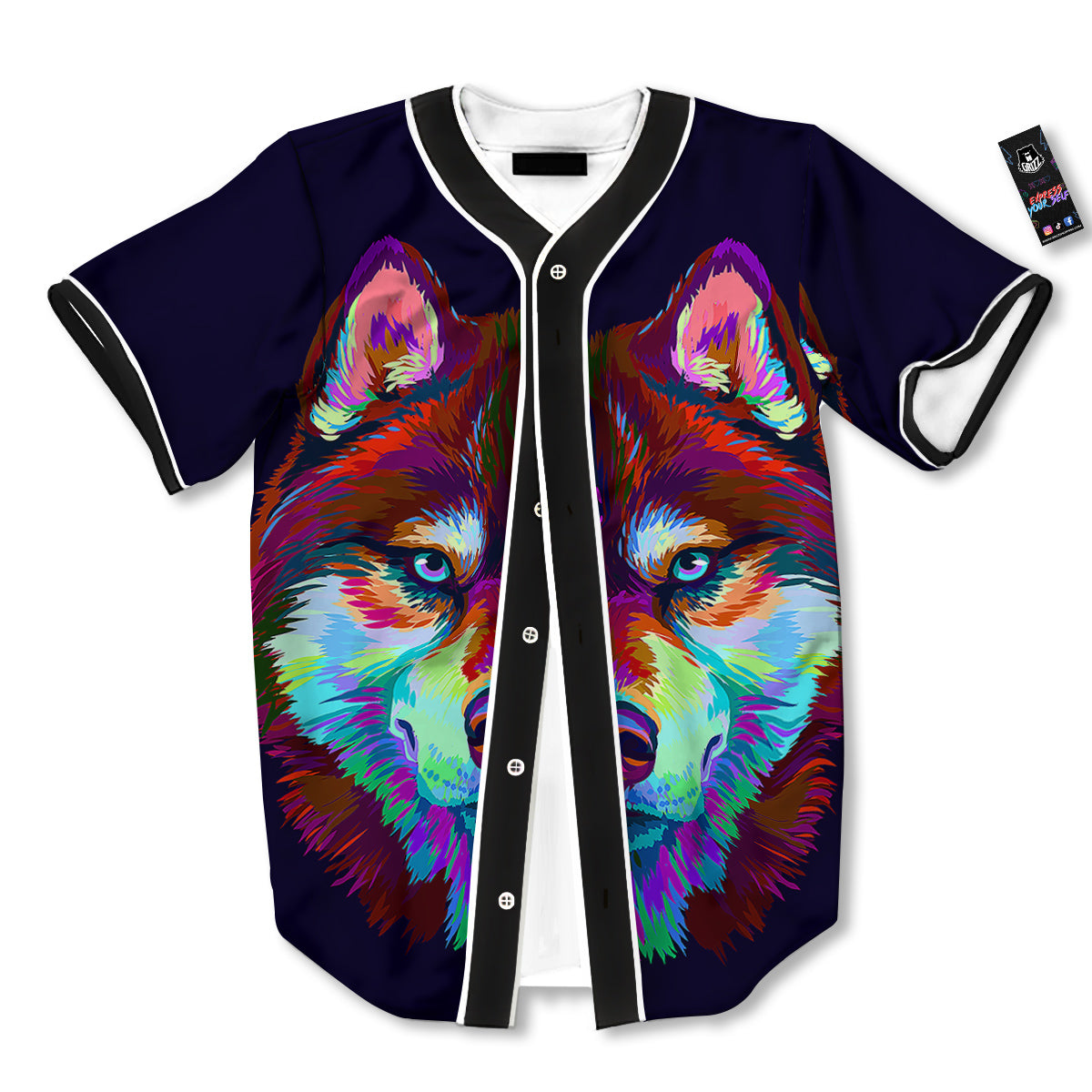 Siberian Husky Colorful Print Baseball Jersey-grizzshop