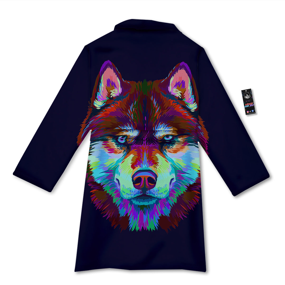 Siberian Husky Colorful Print Bathrobe-grizzshop