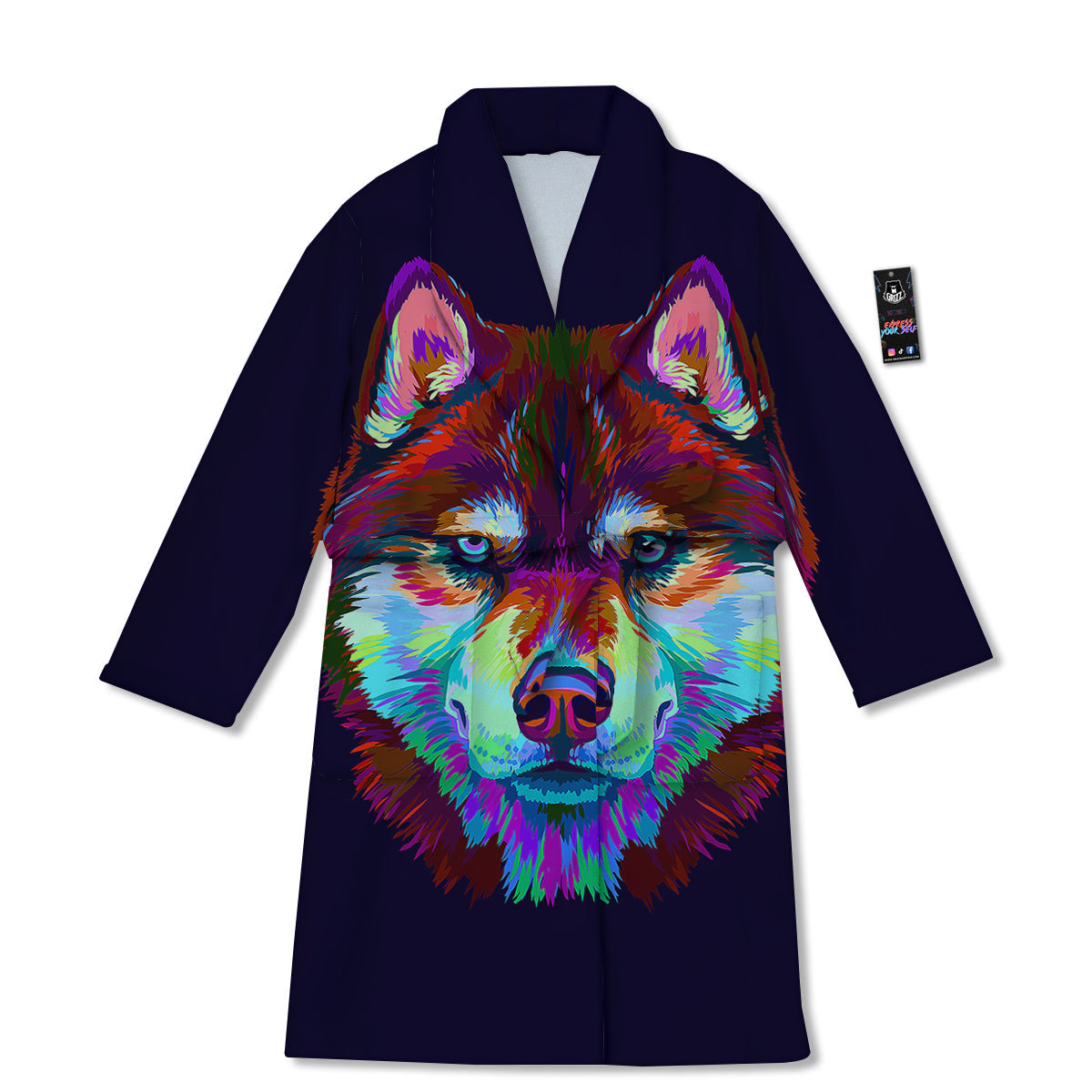 Siberian Husky Colorful Print Bathrobe-grizzshop