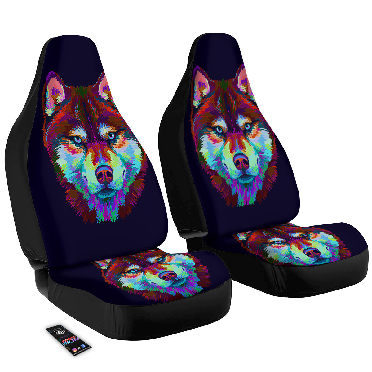 Siberian Husky Colorful Print Car Seat Covers-grizzshop