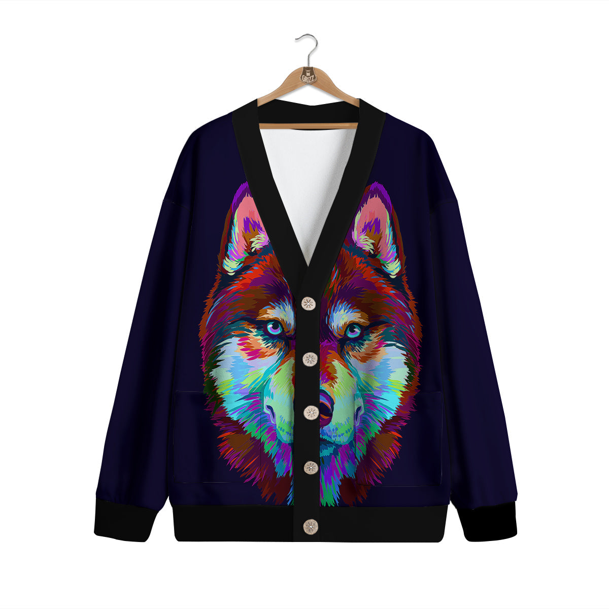 Siberian Husky Colorful Print Cardigan-grizzshop