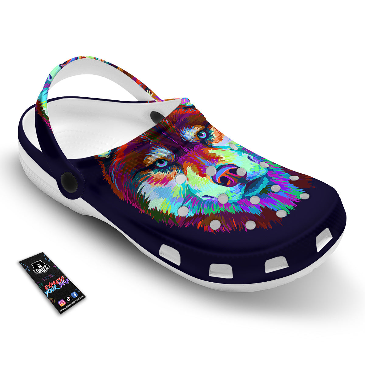 Siberian Husky Colorful Print Clog-grizzshop