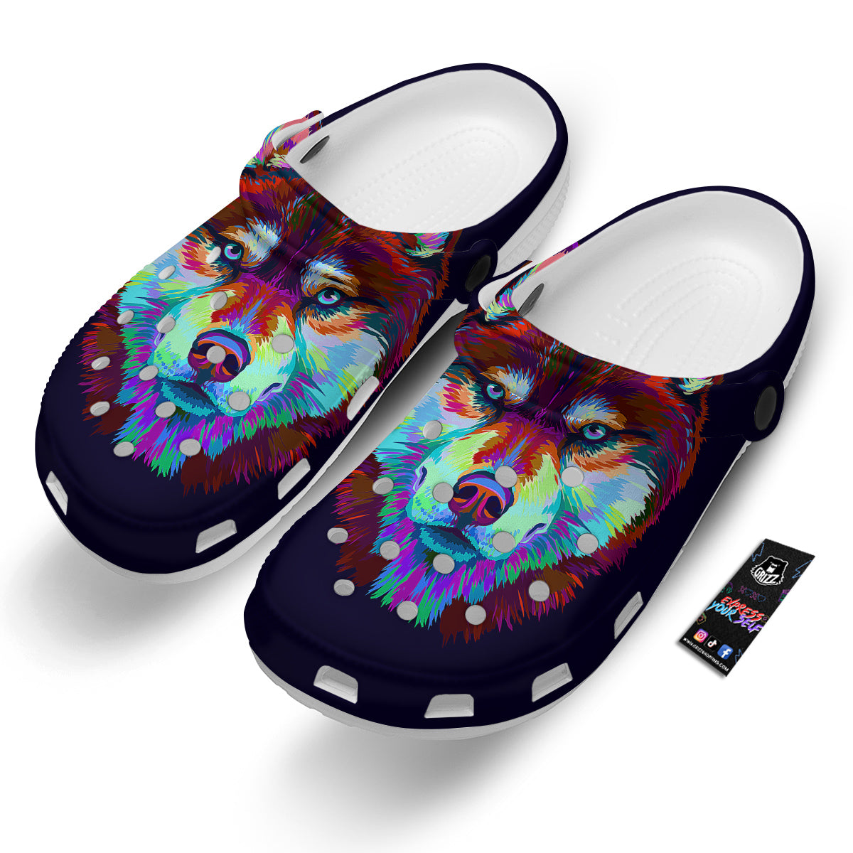 Siberian Husky Colorful Print Clog-grizzshop